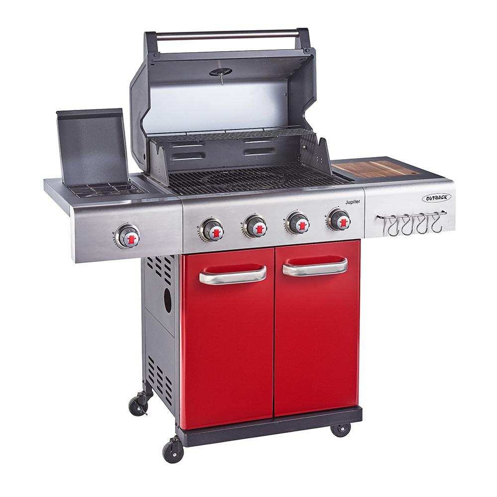 Outback Jupiter 4 Burner Hybrid BBQ Red