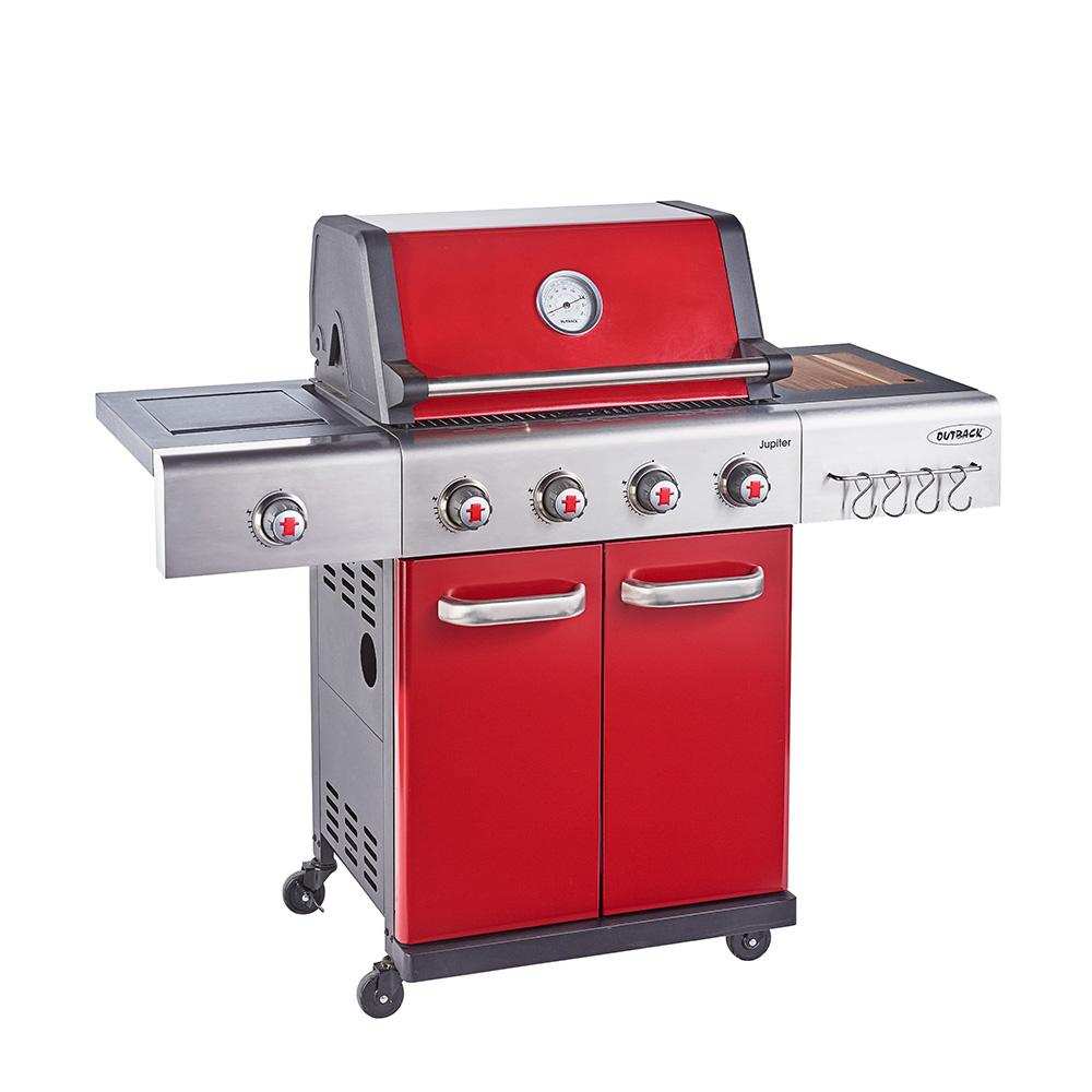 Outback Jupiter 4 Burner Hybrid BBQ Red