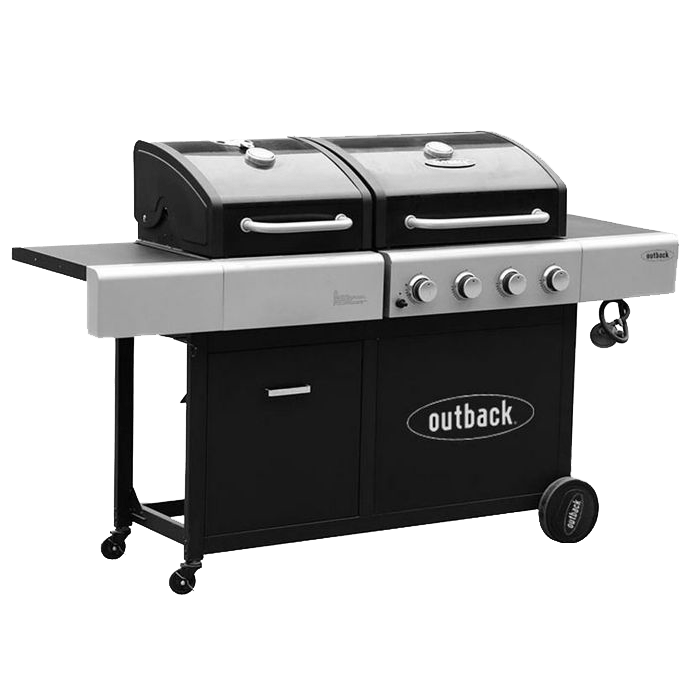 Outback Dual Fuel 4 Burner Combi Charcoal/Gas BBQ