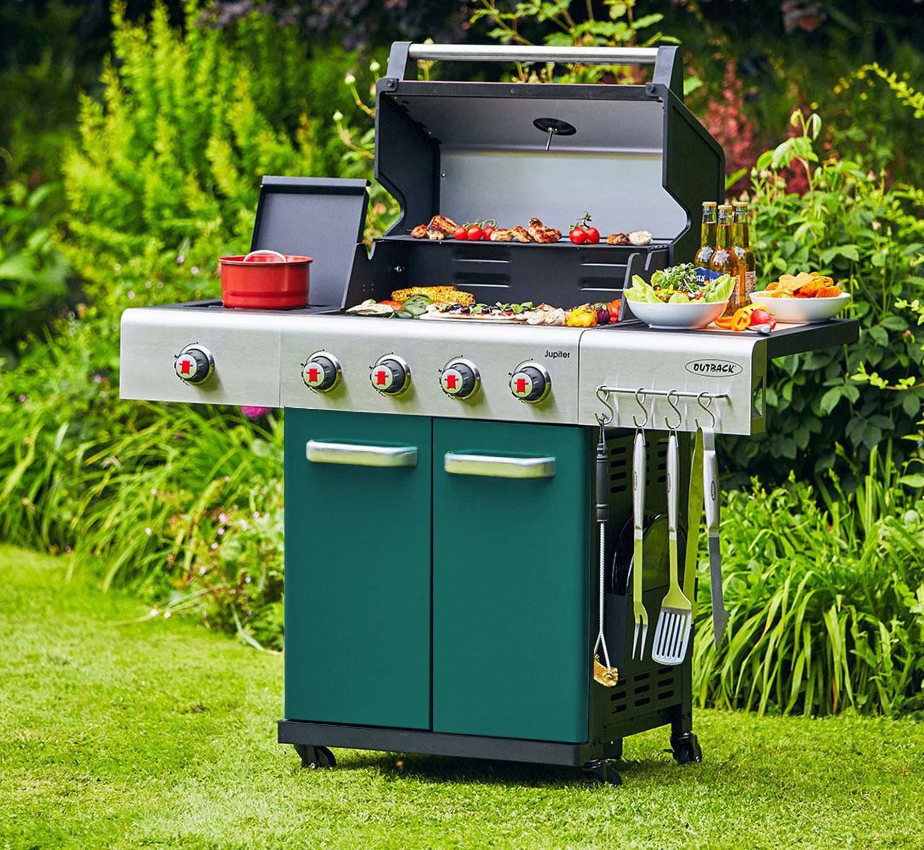 Outback Gas Charcoal Bbq Outback Jupiter Burner Hybrid BBQ Green