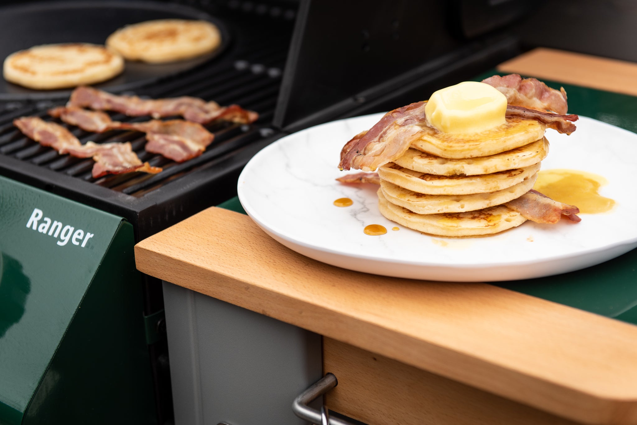 Outback Ranger 3 Burner BBQ with Bacon and Pancakes