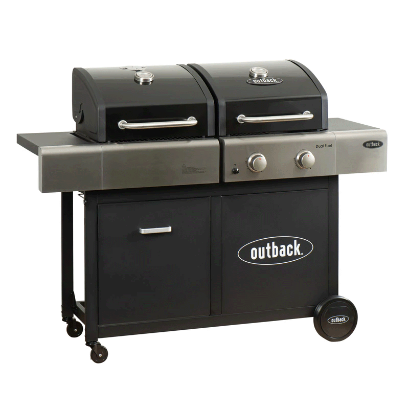 Outback Dual Fuel 2 Burner Combi Charcoal/Gas BBQ